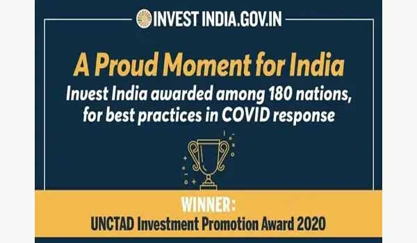 Invest India won UNCTAD 2020 Award